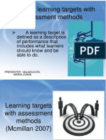 Match learning targets assessment methods