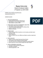 Mapúa University: School of Graduate Studies 2 Quarter S/y 2019-2020