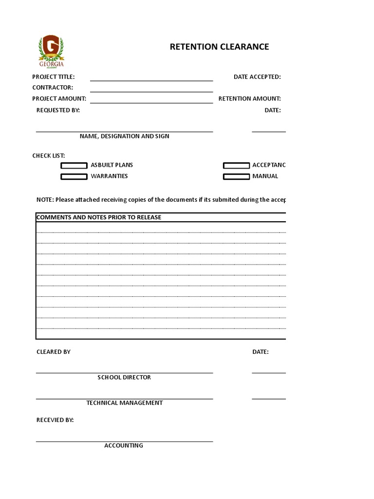 Retention Clearance Process Document | PDF