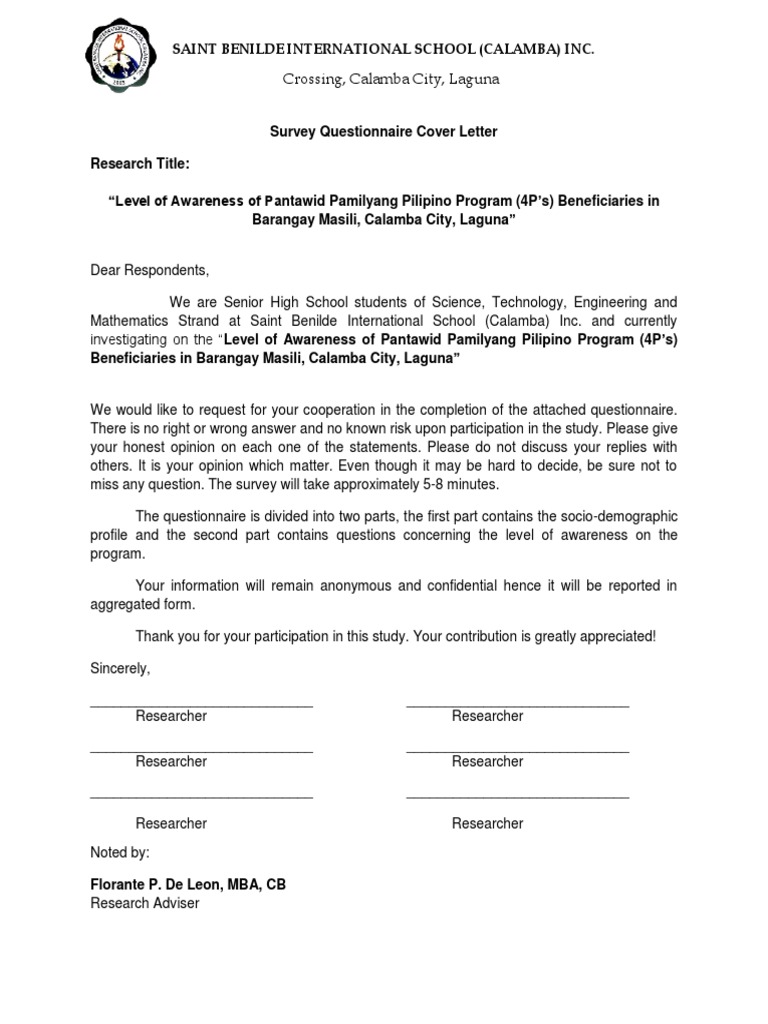 4Ps Awareness Survey Questionnaire | PDF | Questionnaire