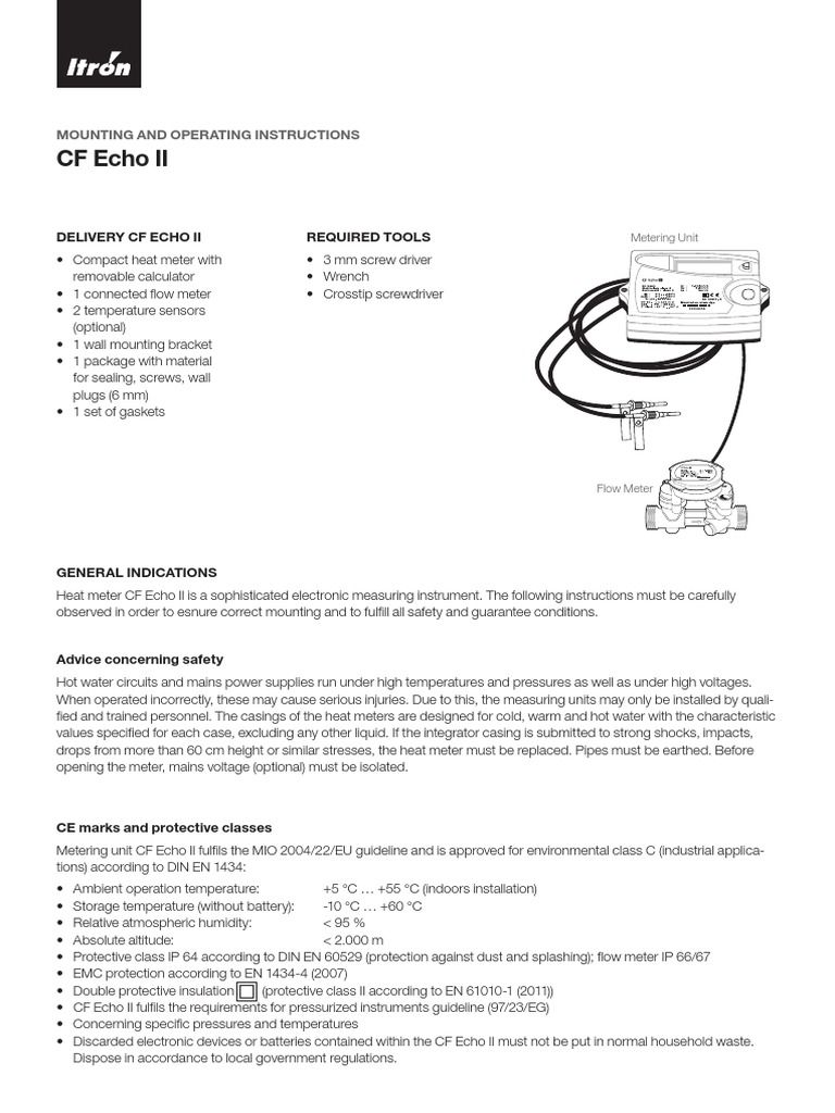 CF Echo II User Guide 7 14 PDF | PDF | Mains Electricity | Flow Measurement