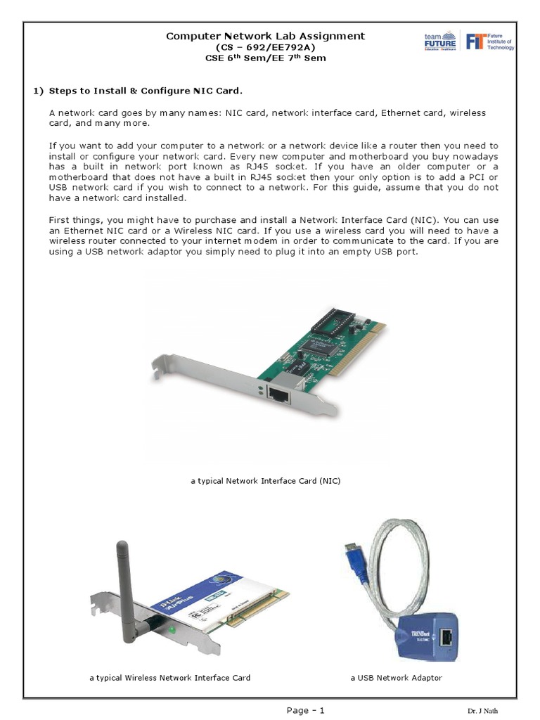 1 Network Lab Assignment1 (CS) New WIN7 LINUX 1 | PDF | Network ...