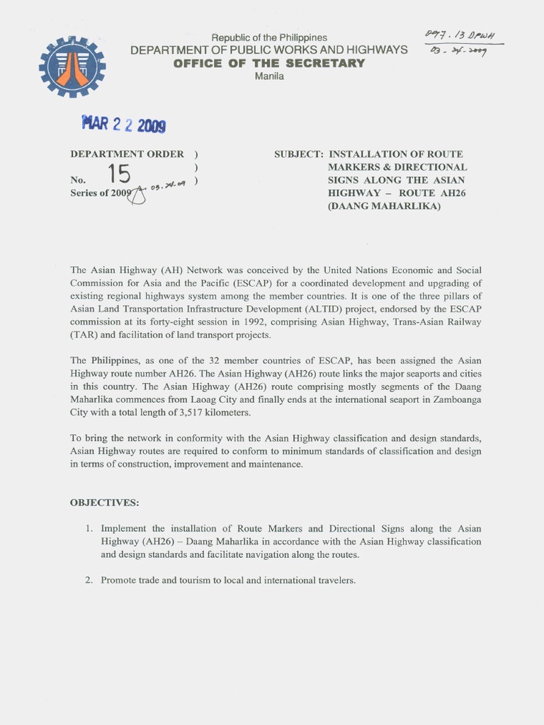 Installation of AH26 Route Markers | PDF | Transport | Land Transport