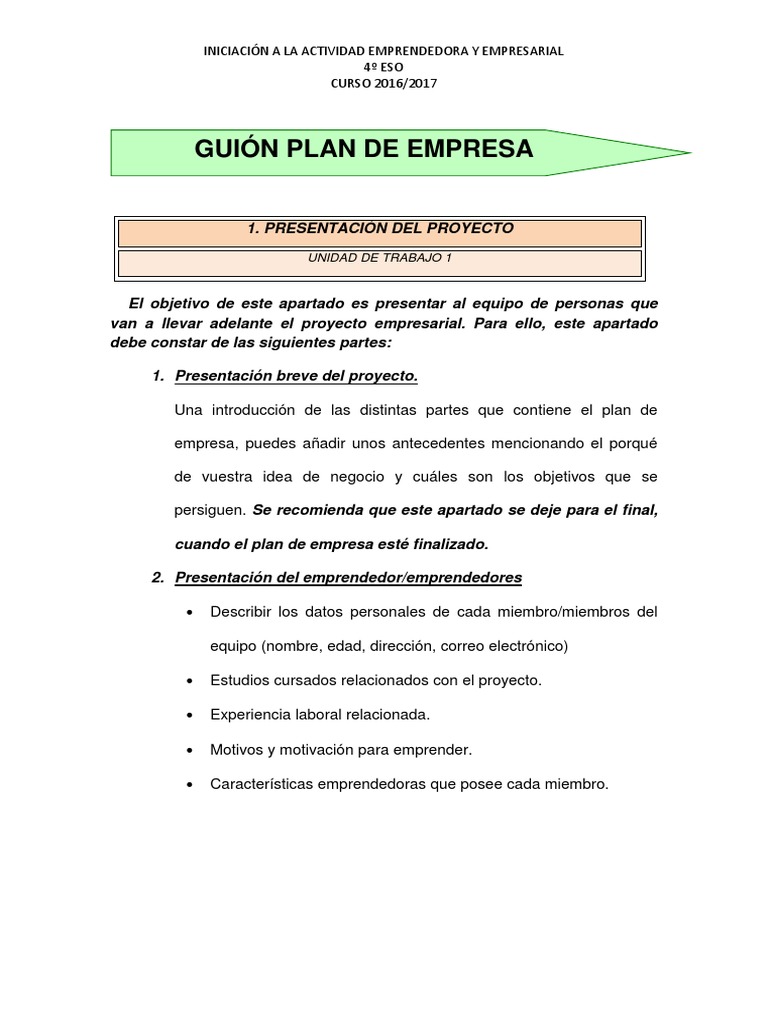 Guía para el Plan de Empresa 4º ESO | PDF | Gestión de recursos humanos ...