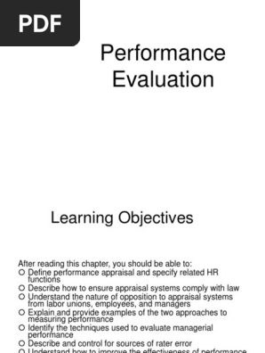 Evaluating Employee Performance