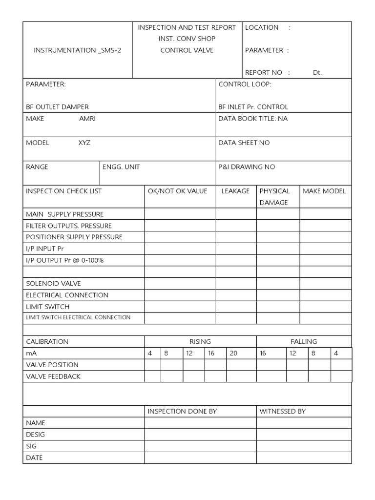 Control Valve Inspection Report | PDF