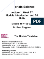 Materials Science: Lecture 1, Week 27: Module Introduction and S.I. Units