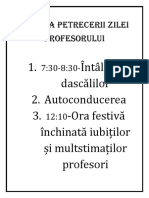 Agenda Petrecerii Zilei Profesorului