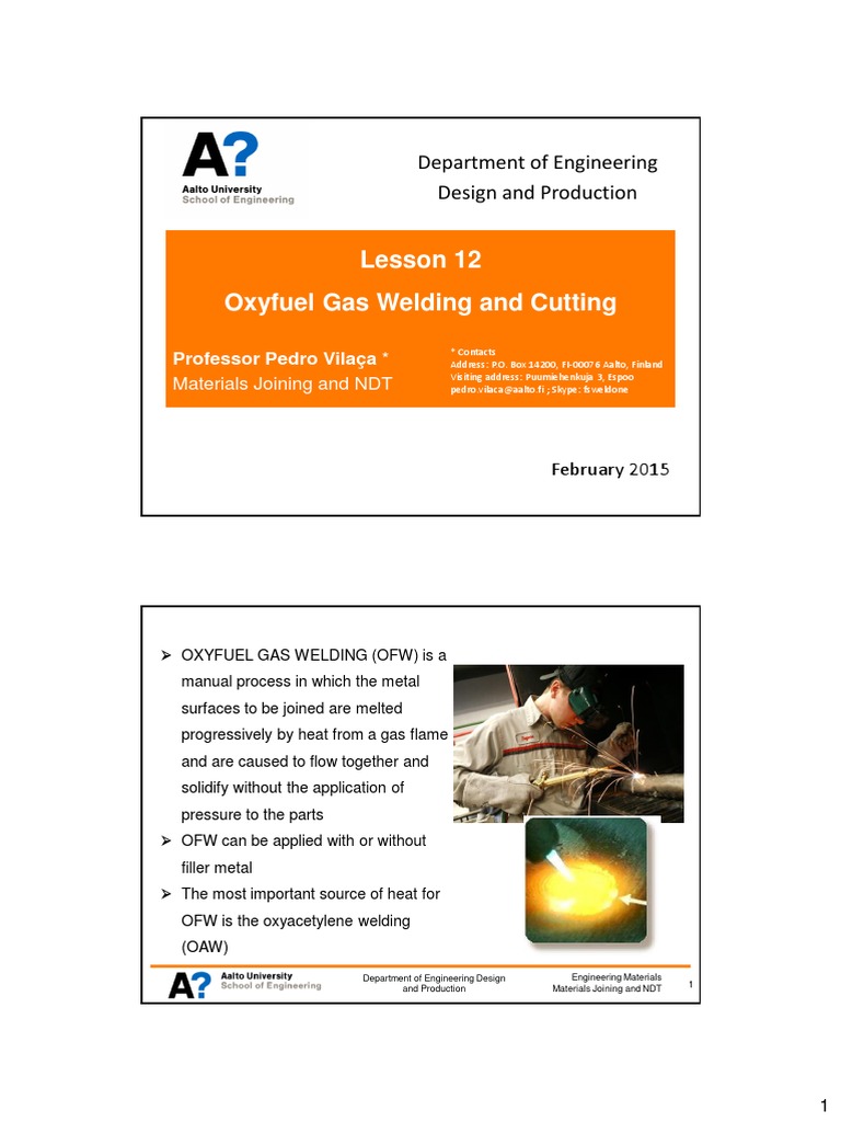 Oxyfuel Gas Welding Overview | PDF | Combustion | Oxygen