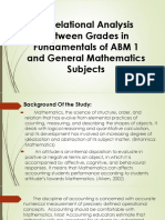 Correlational Analysis Between Grades in Fundamentals of ABM 1 and General Mathematics Subjects