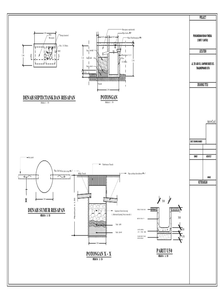 Denah dan Detail Septic Tank Rumah | PDF