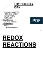 Redox Reactions Holiday Homework