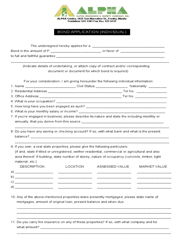 Bond Loan Application Form | PDF | Banks | Mortgage Loan