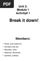 Unit 3: Activity# 1: Break It Down!