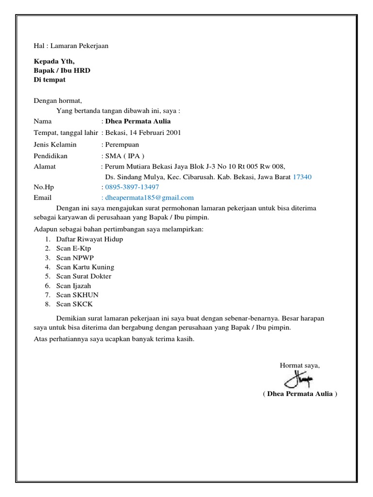 CV (Dhea Permata Aulia) PDF