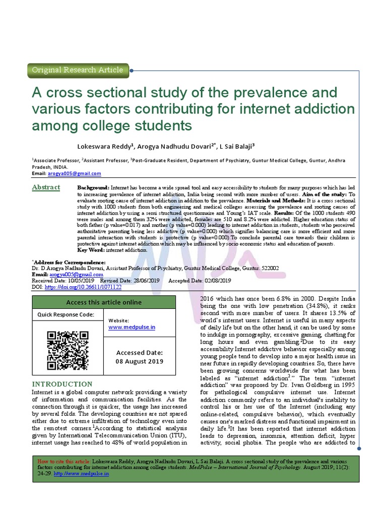 A Cross Sectional Study of The Prevalence and Various Factors ...