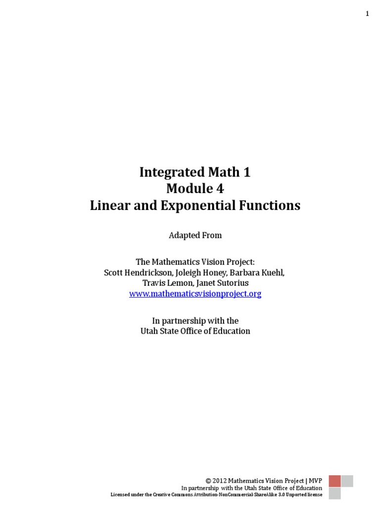 CHSD230 Math 1 Module 4 SE | PDF | Function (Mathematics) | Exponential ...