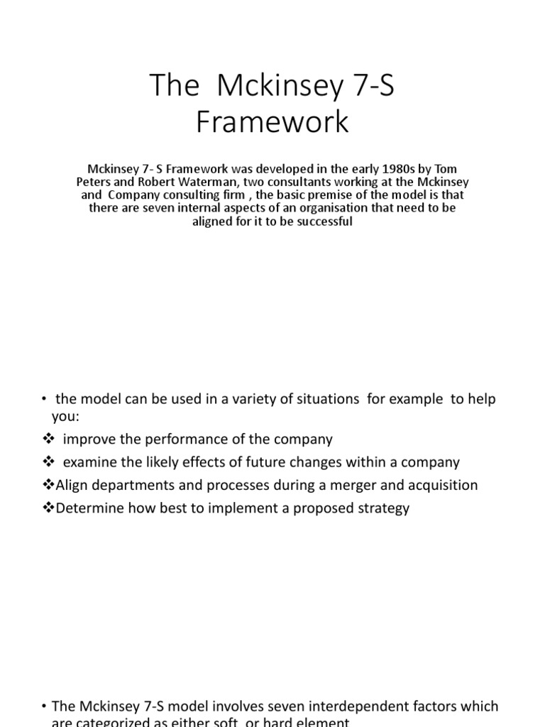 The Mckinsey 7-S Framework | PDF | Strategic Management | Leadership