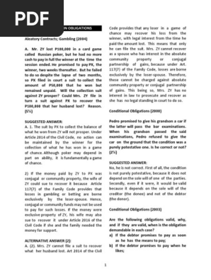 Bar Exam Q&A Obligations