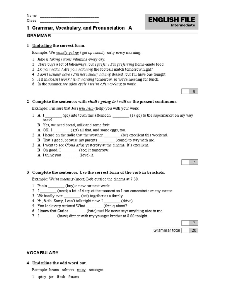 Ef3e Int Filetest 1a Pdf Food And Drink Foods