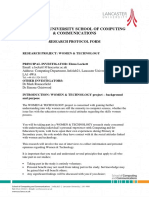 Lancaster University School of Computing & Communications: Research Protocol Form
