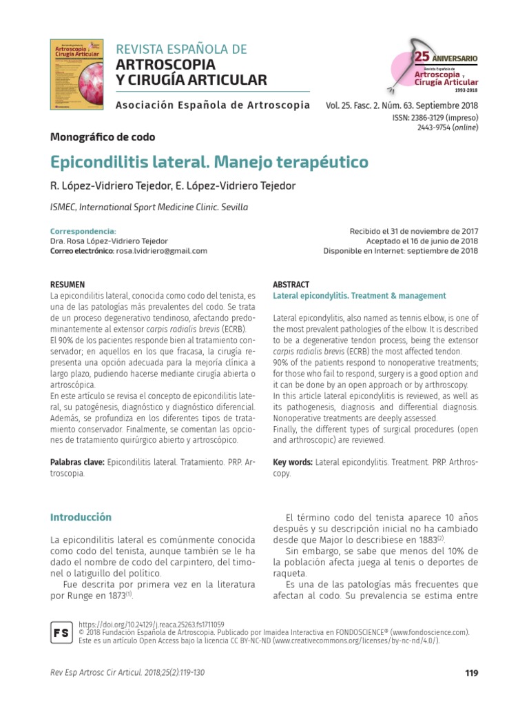 Epicondilitis Lateral Manejo Terapeutico | PDF | Plaqueta | Diagnostico ...