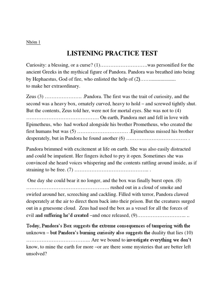 Listening Practice Test | PDF