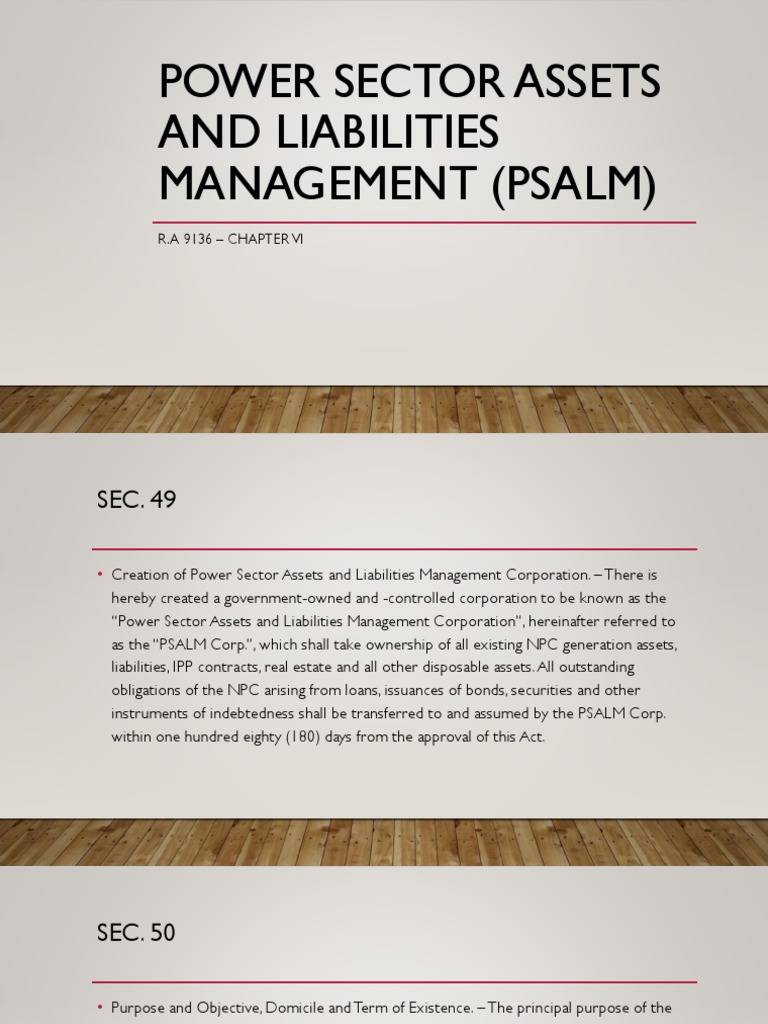 Power Sector Assets and Liabilities Management (Psalm PDF Board Of