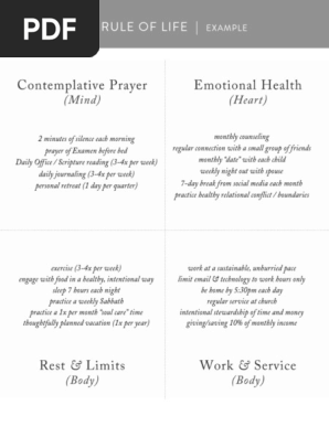 Rule of Life Example