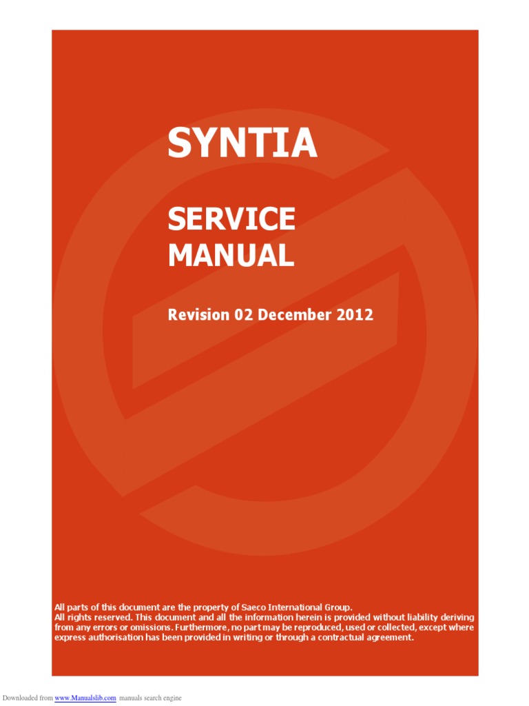 Saeco Syntia Service Manual PDF Coffee Machines