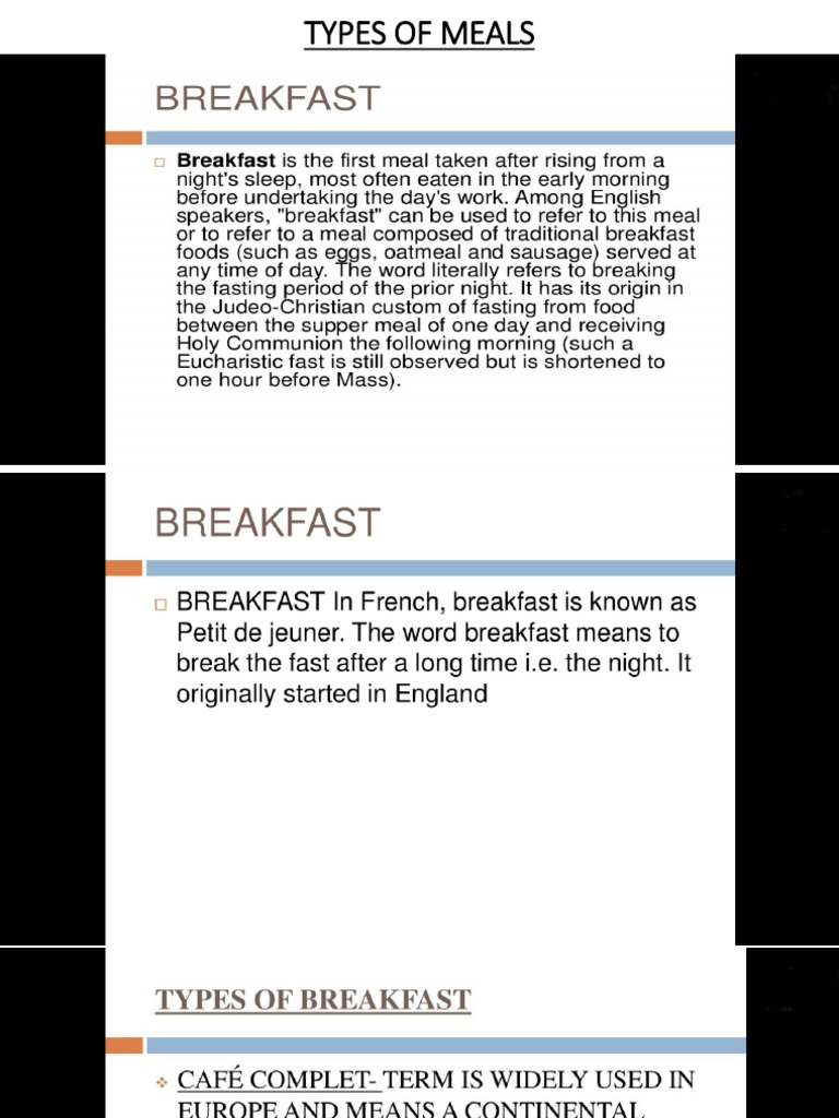 Types of Meal | PDF | Lunch | Meal