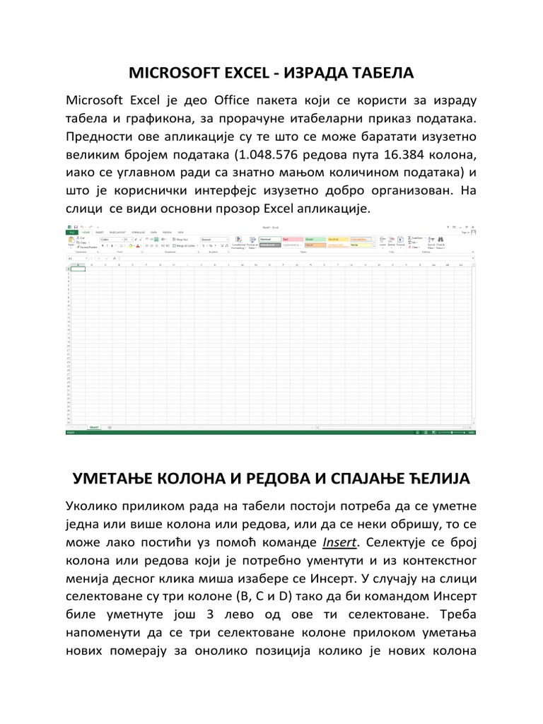 Formiranje Tabele U Excelu PDF