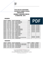 Facultad de Ingeniería Tecnología en Obras Civiles Presencial Primer Y Segundo Previo Ii Semestre 2019 Primero