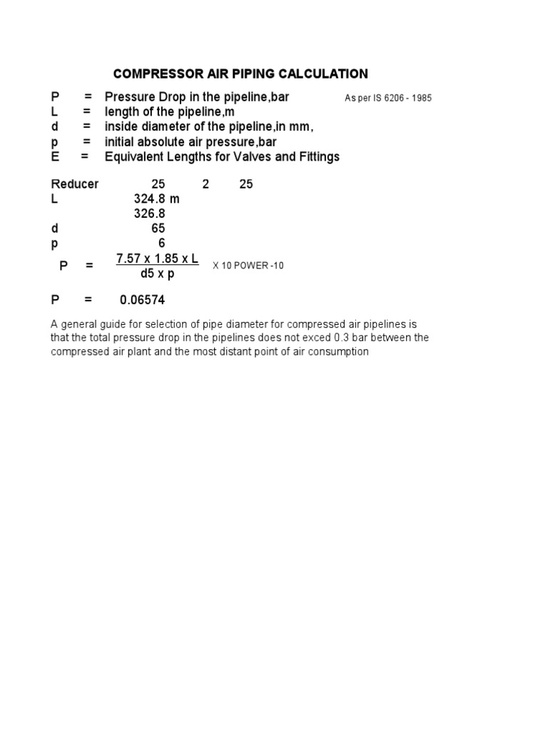 Compressor Air Piping Calculation PDF PDF