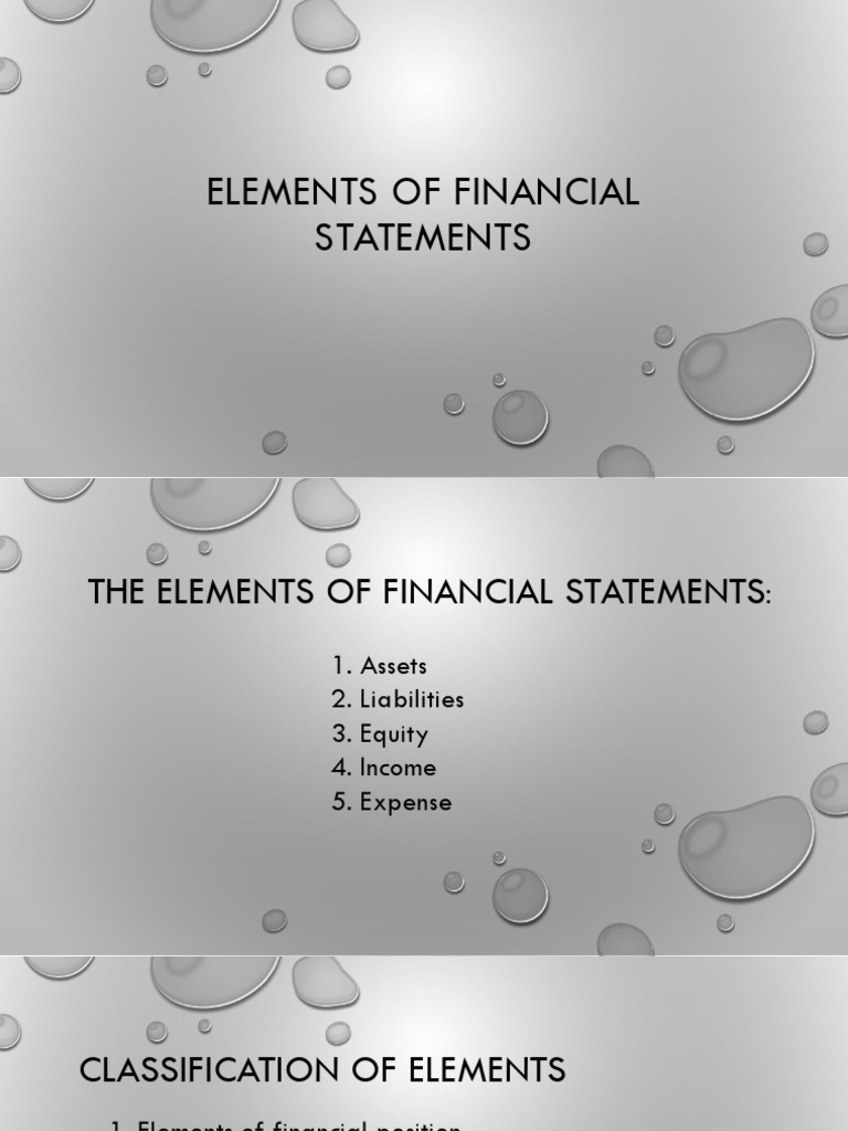 Key Elements of Financial Statements | PDF | Expense | Liability ...
