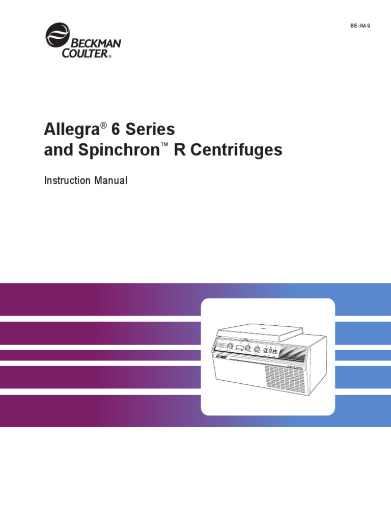Beckman Coulter Allegra 6 Centrifuge User Manual PDF Centrifuge