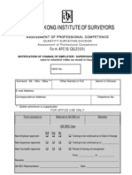 The Hong Kong Institute of Surveyors: Form APC1S/QS (2009)