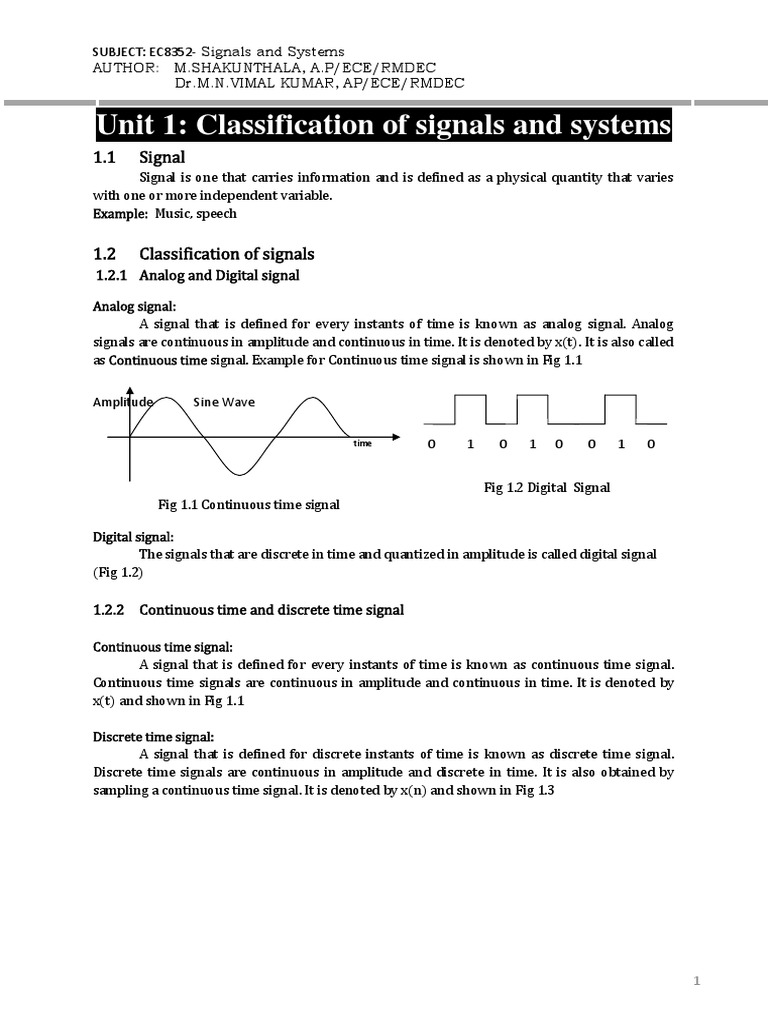 Signals and System | PDF | Discrete Time And Continuous Time | Digital ...
