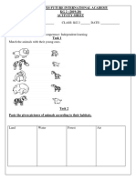 NAME: - CLASS: KG 2 - DATE: - Subject: GK Topic: Animal World Competence: Independent Learning Task 1 Match The Animals With Their Young Ones