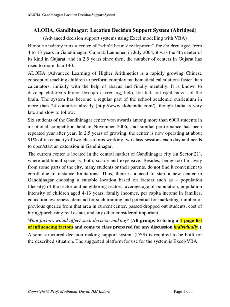 ALOHA | PDF | Decision Support System | Behavior Modification