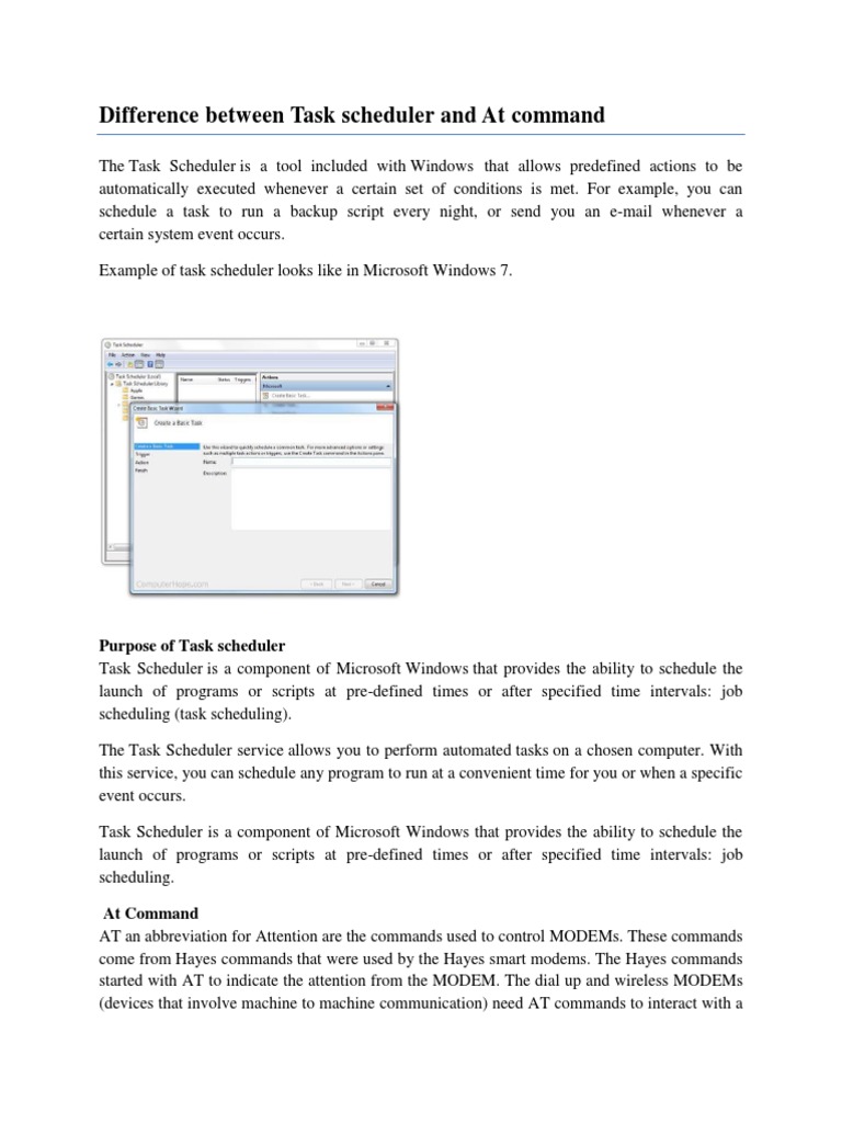Task Scheduler vs. AT Command Overview | PDF | Teaching Methods ...