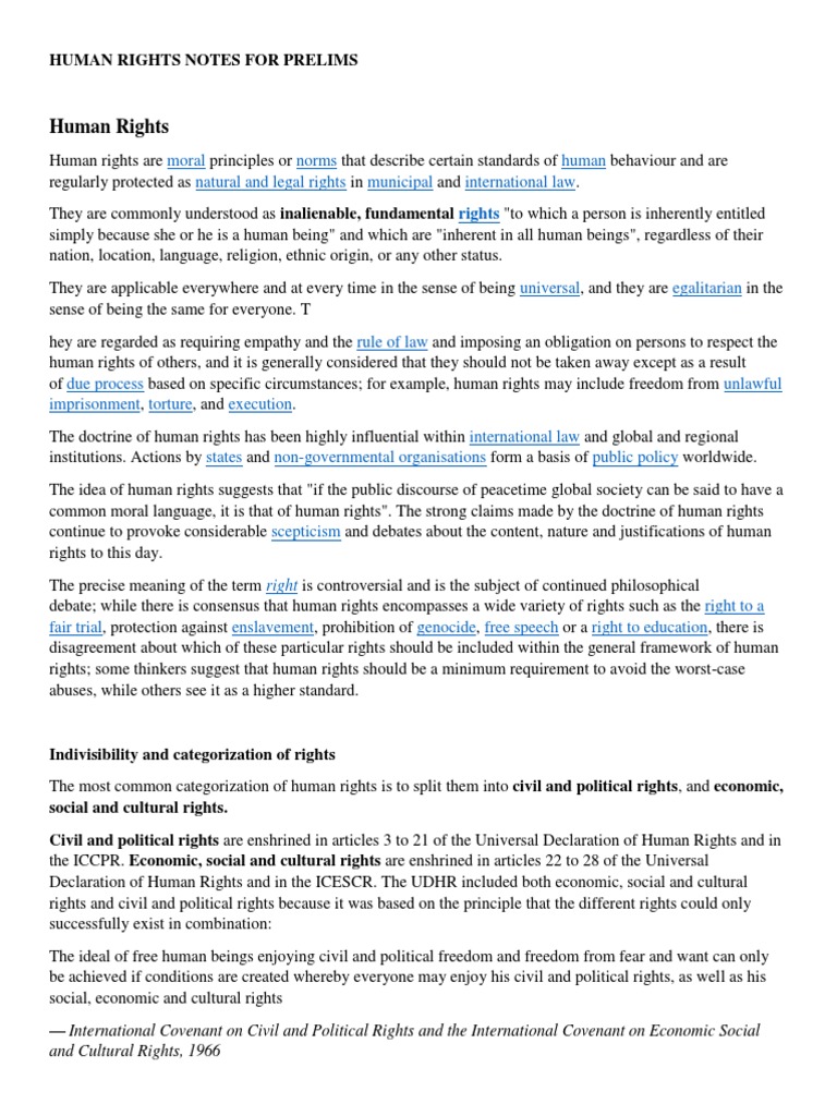 Human Rights Notes For Prelims | PDF | Human Rights | European ...