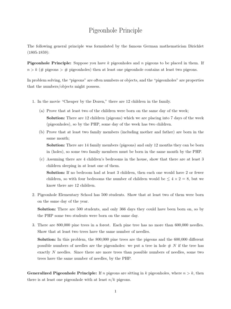 Pigeon Hole Principle PDF Area Triangle