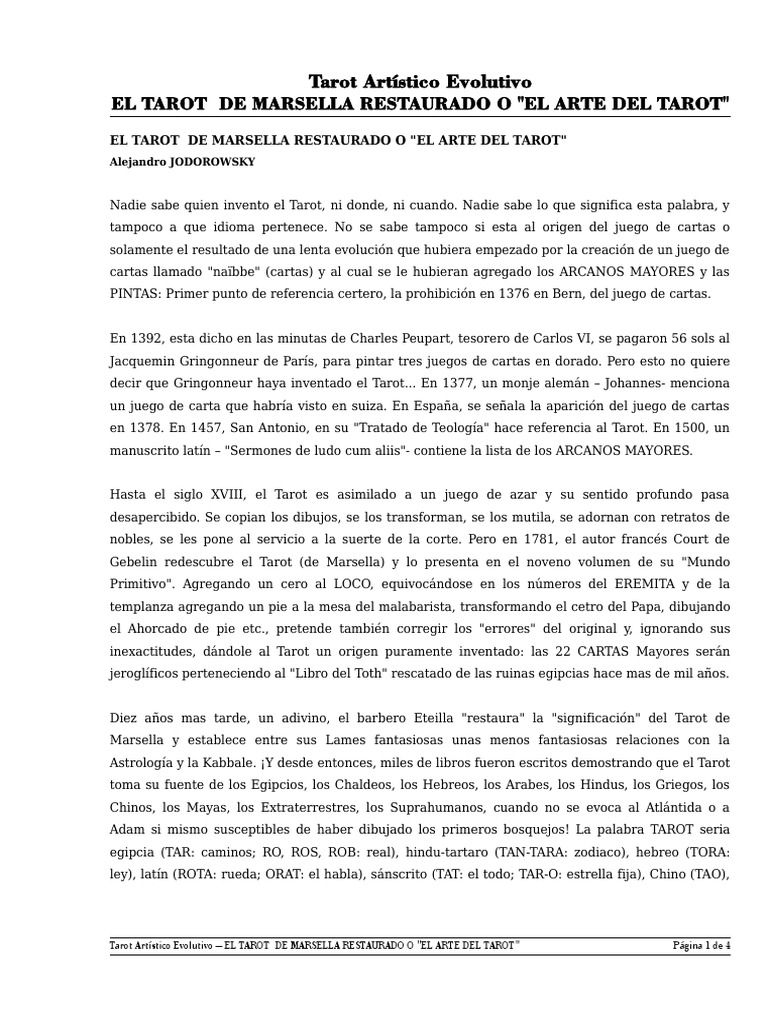 Historia y Misterios del Tarot de Marsella | PDF | Tarot | Oculto