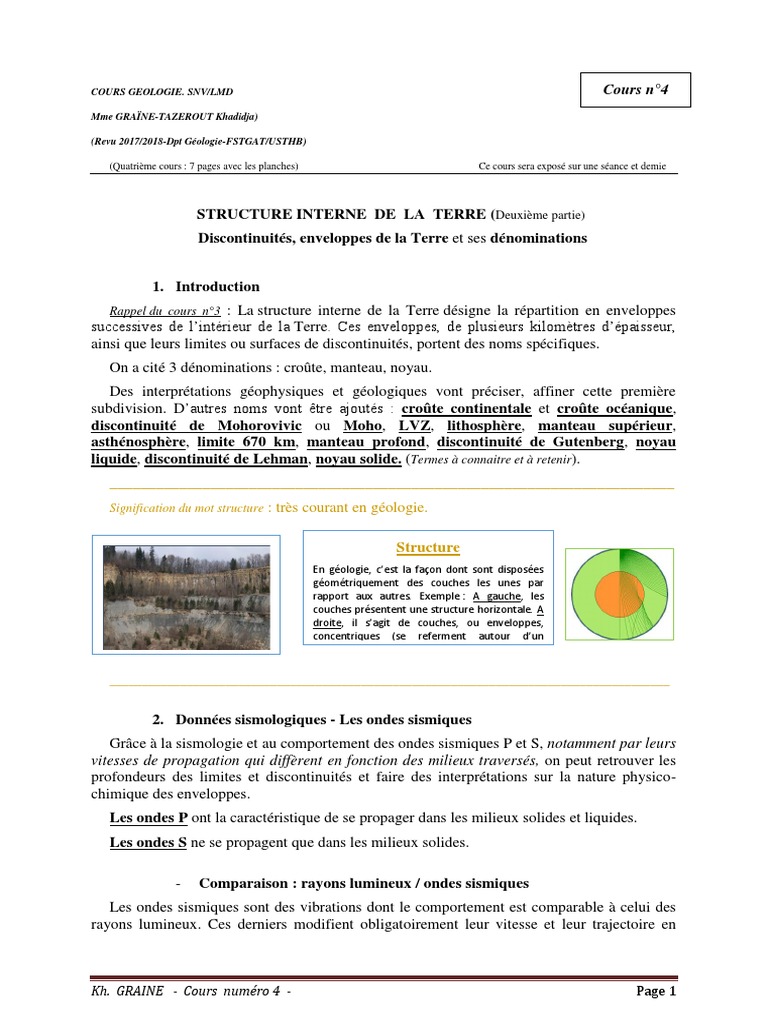 Structure interne de la Terre et LVZ | PDF | Manteau terrestre ...