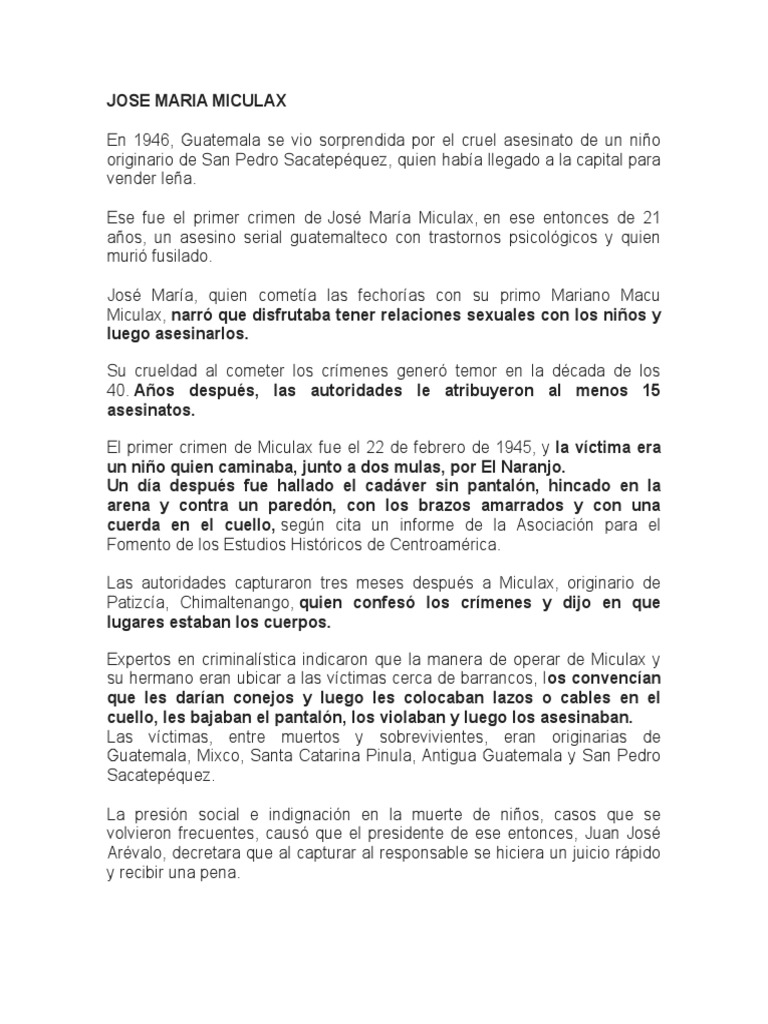 Jose Maria Miculax | PDF | Guatemala | Thriller y crimen