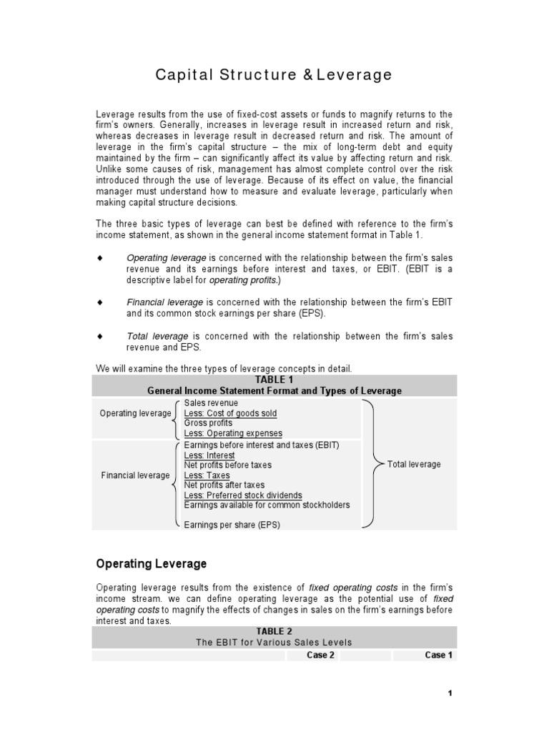Leverage Materials | PDF | Capital Structure | Dividend