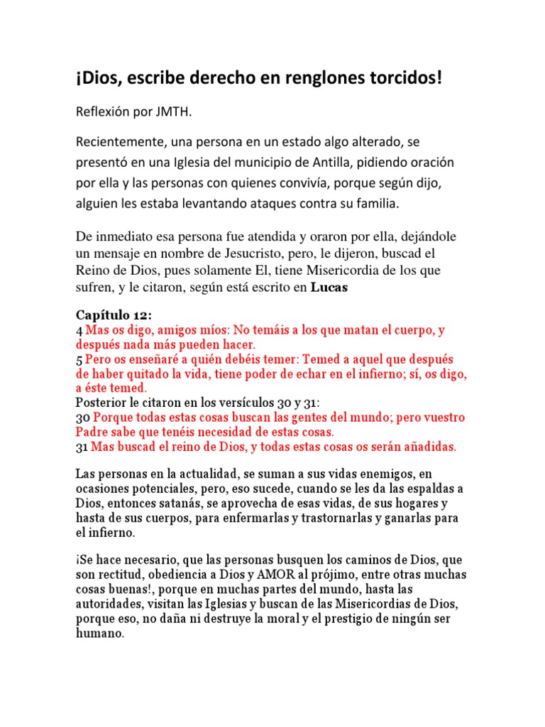 Dios, Escribe Derecho en Lo Torcido PDF Infierno Diablo