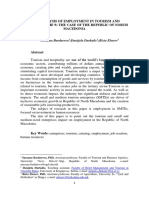 Analysis of Employment in Tourism and Hospitality Sme's The Case of The Republic of North Macedonia