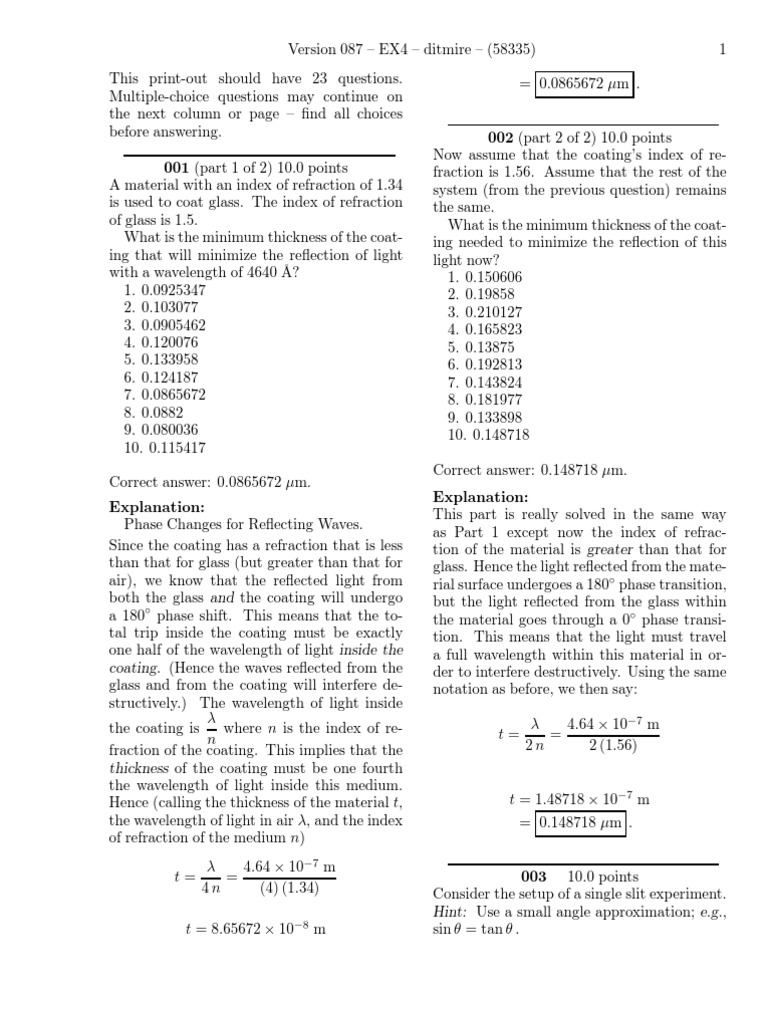 Optical Coating and Interference Calculations | PDF | Angular ...